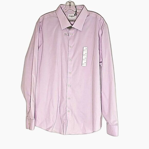 Dress Shirt Goodfellow &Co. Lavender mini check design Size XXL 18- 18 1/2 NWT - Picture 1 of 8